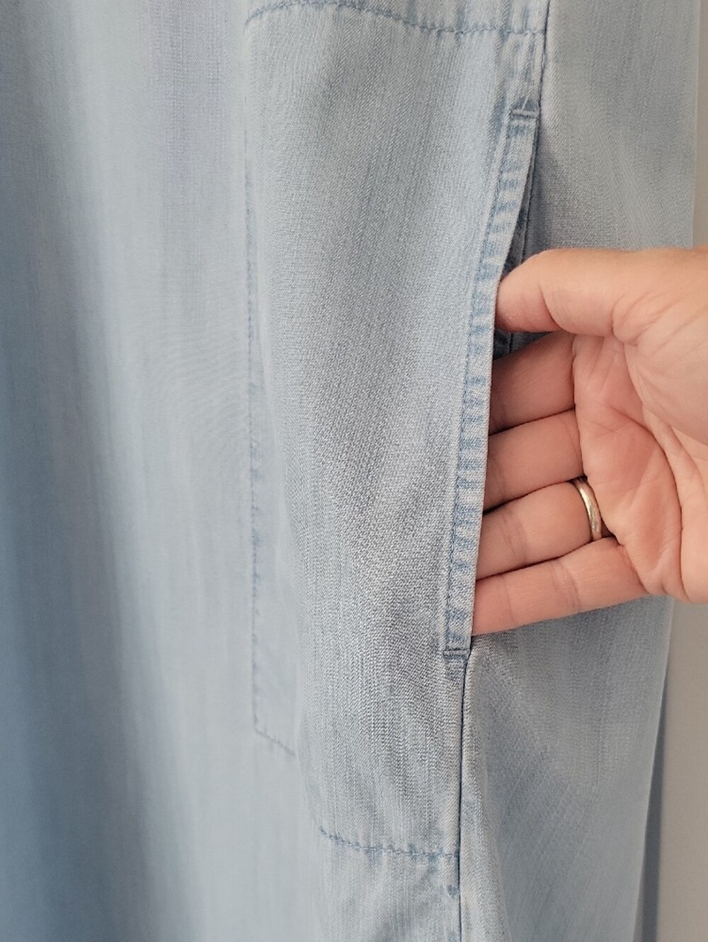 J. Jill Denim Light Blue Casual Tencel Midi Dress with Pockets - Picture 8 of 12